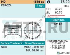 DAIHATSU APPLAUSE 1990-1994 1.6 HD PISTON STD 76.MM