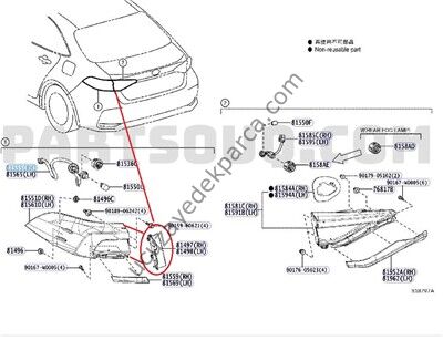 TOYOTA COROLLA 2019-2025 S/D DIŞ STOP LAMBA PLASTIK KAPAGI SOL